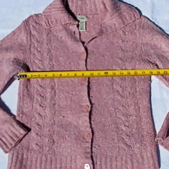 L.L. Bean Button Up Womens Wool & Cotton Blend Pink Knit Cardigan Size M-Regular - Picture 4 of 9